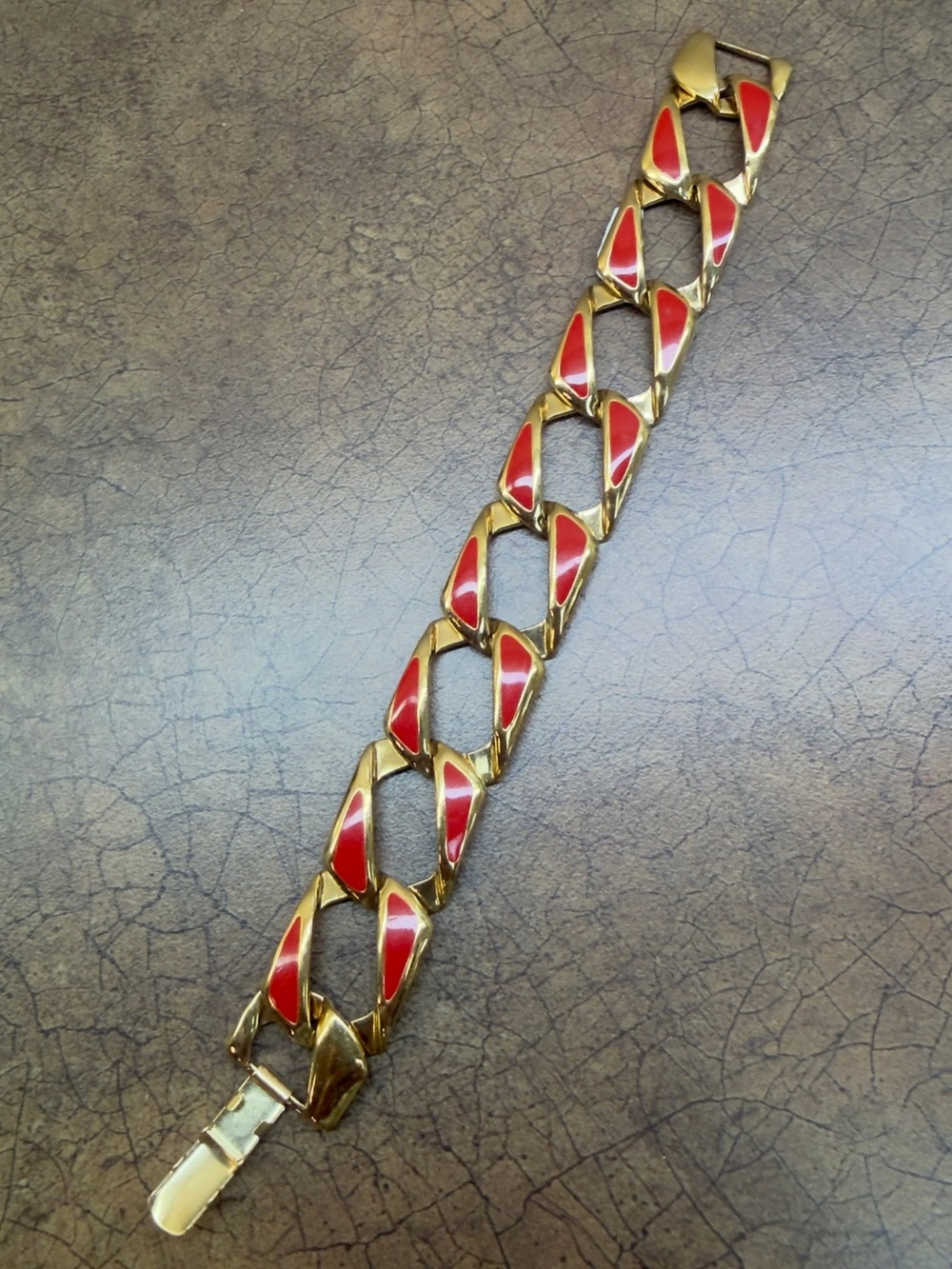 Napier Gold-Tone Bracelet with Red Enamel Inset - Women's Jewelry